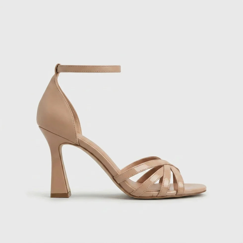 Women's Suede Heel Sandals – Multi-Strap Open Toe Block Heel