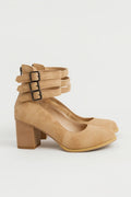 Women's Square Heel Pumps – Triple Buckle Strap Mary Jane Style
