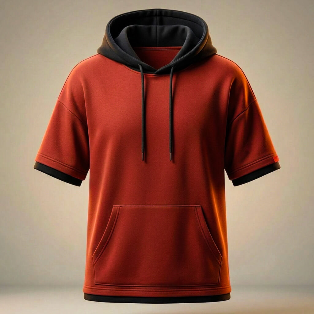 Men’s Cotton Hooded T-Shirt – Relaxed Oversized Streetwear Fit