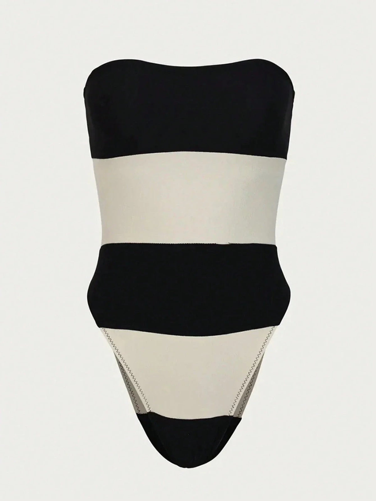 Women's One-Piece Swimsuit – High-Waisted Bustier with Panels