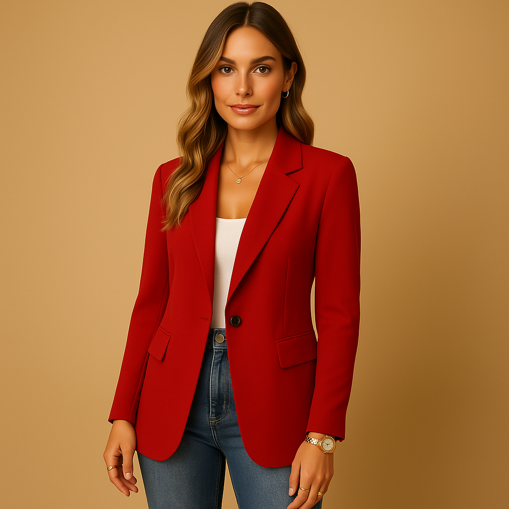 Women's Casual Tailored Blazer – Long Sleeves Structured Slim Fit