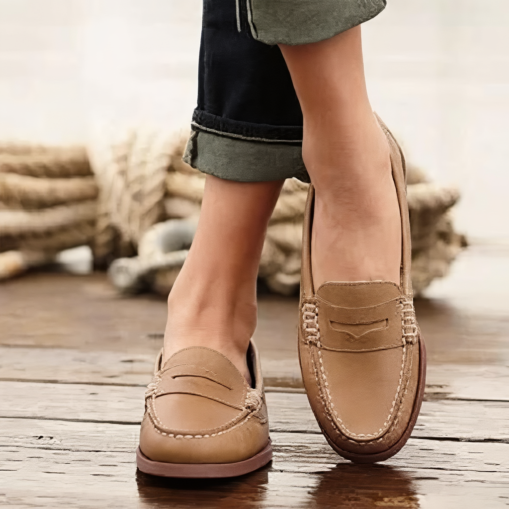 Women's Orthopaedic Leather Loafers – Easy Slip-On, Low-Cut Fit