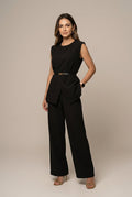 Women's Two-Piece Set – Sleeveless Asymmetric Top & Wide-Leg Pants