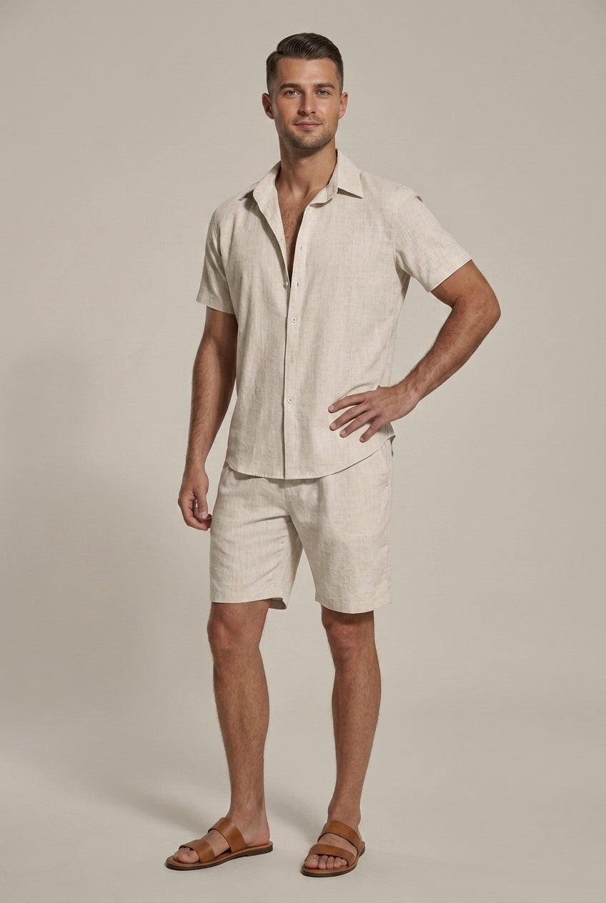 Men's Linen Set Shirt and Shorts – Relaxed Fit