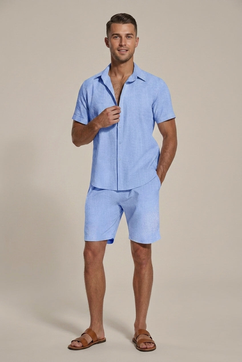 Men's Linen Set Shirt and Shorts – Relaxed Fit