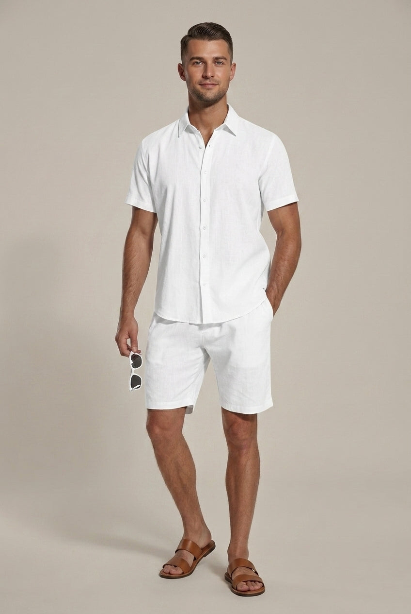 Men's Linen Set Shirt and Shorts – Relaxed Fit