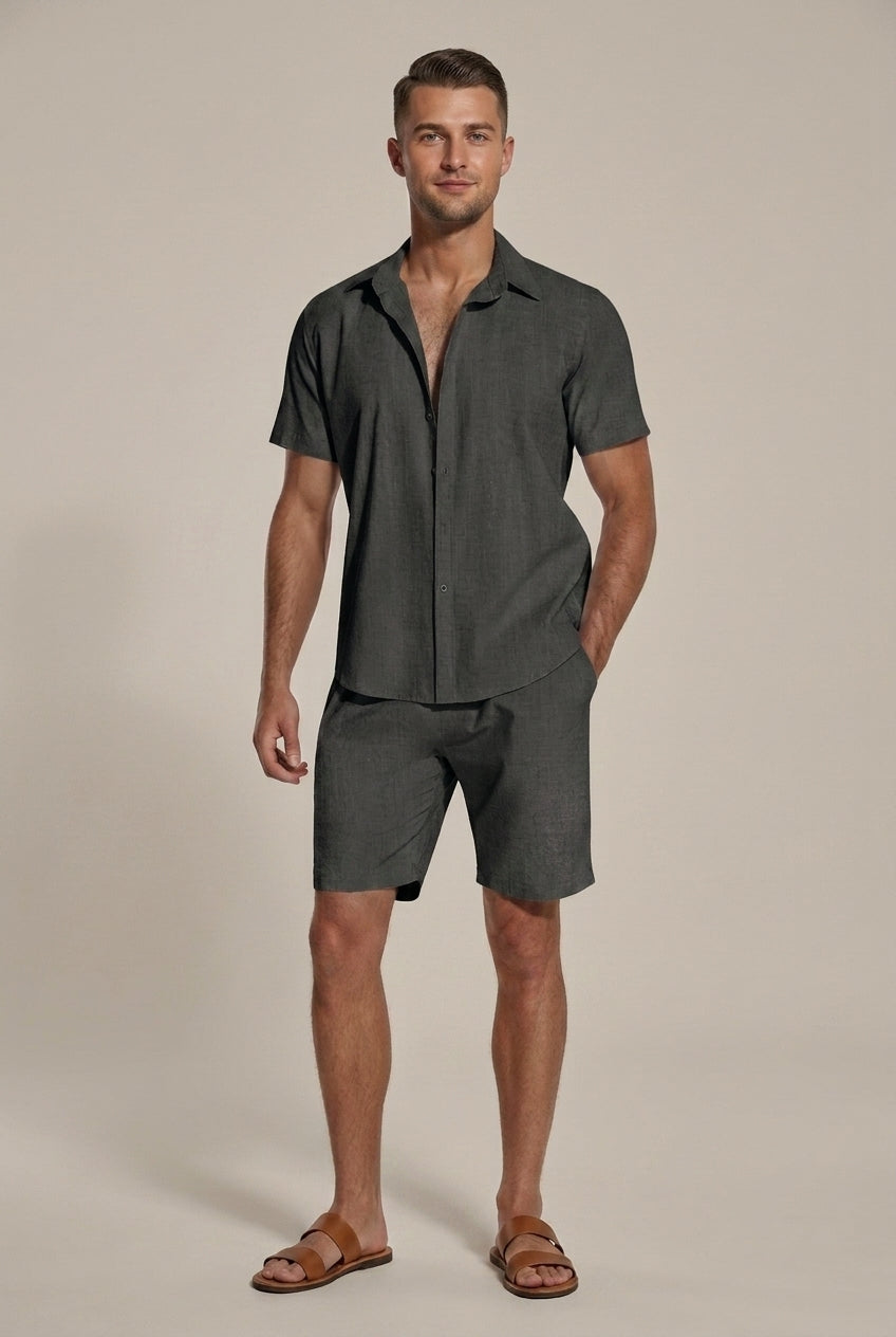 Men's Linen Set Shirt and Shorts – Relaxed Fit