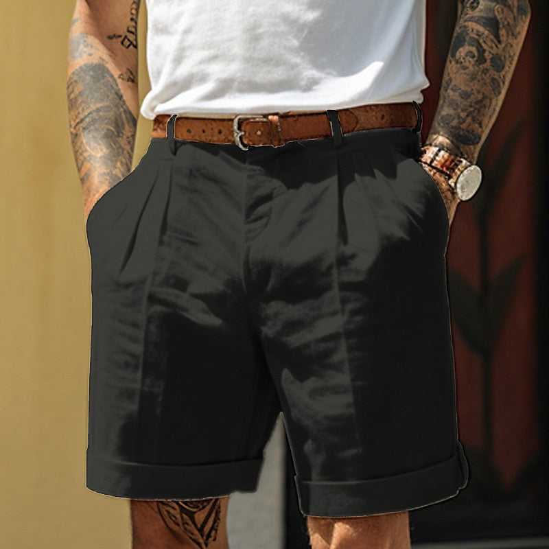 Men's Cotton Tailored Shorts – Straight Cut Relaxed Fit