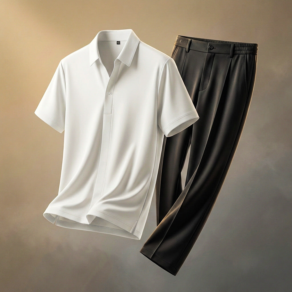 Men's silky fabric shirt and trousers set – Relaxed fit