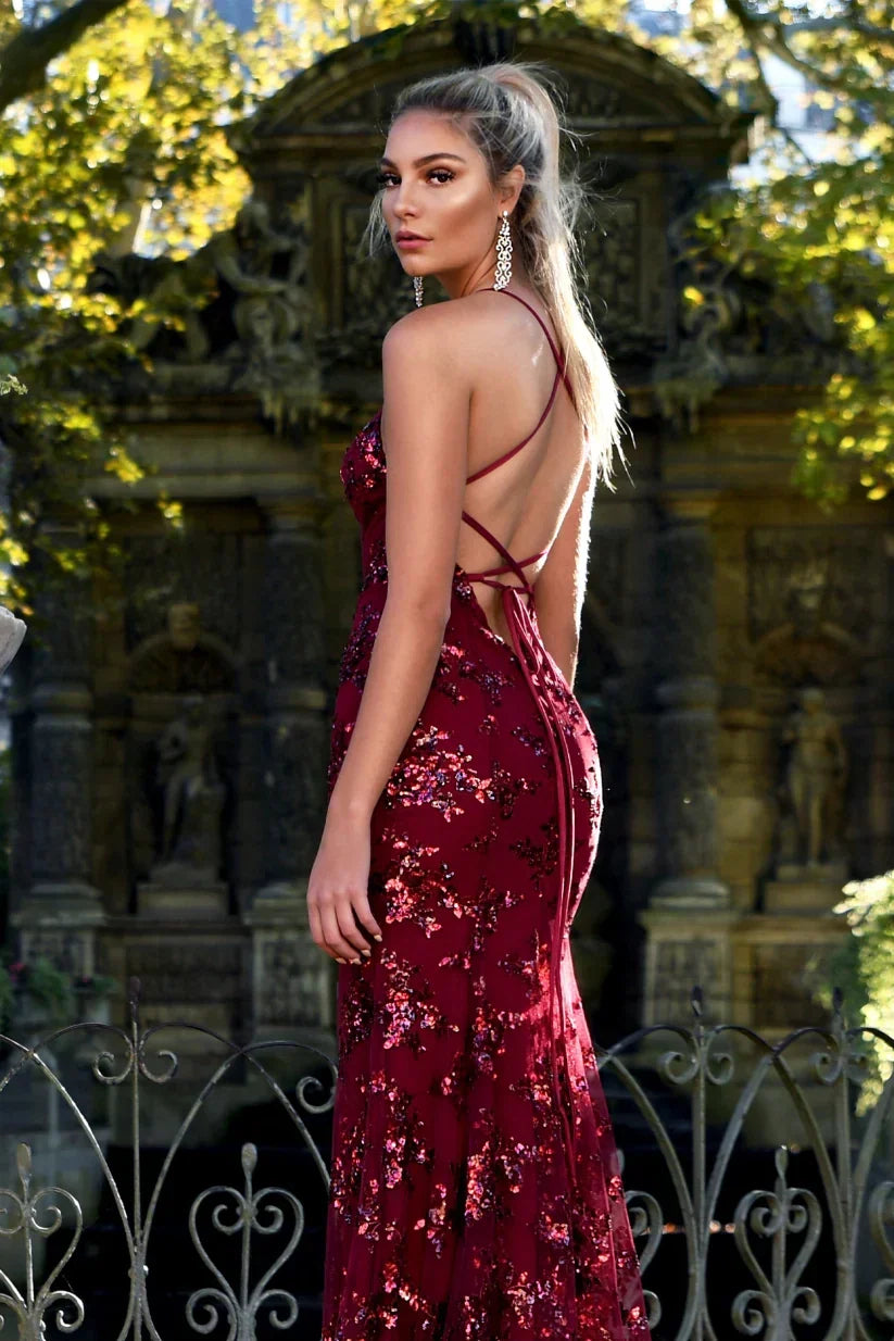 Women’s Sequin Maxi Dress – Sculpting Open-Back Elegance