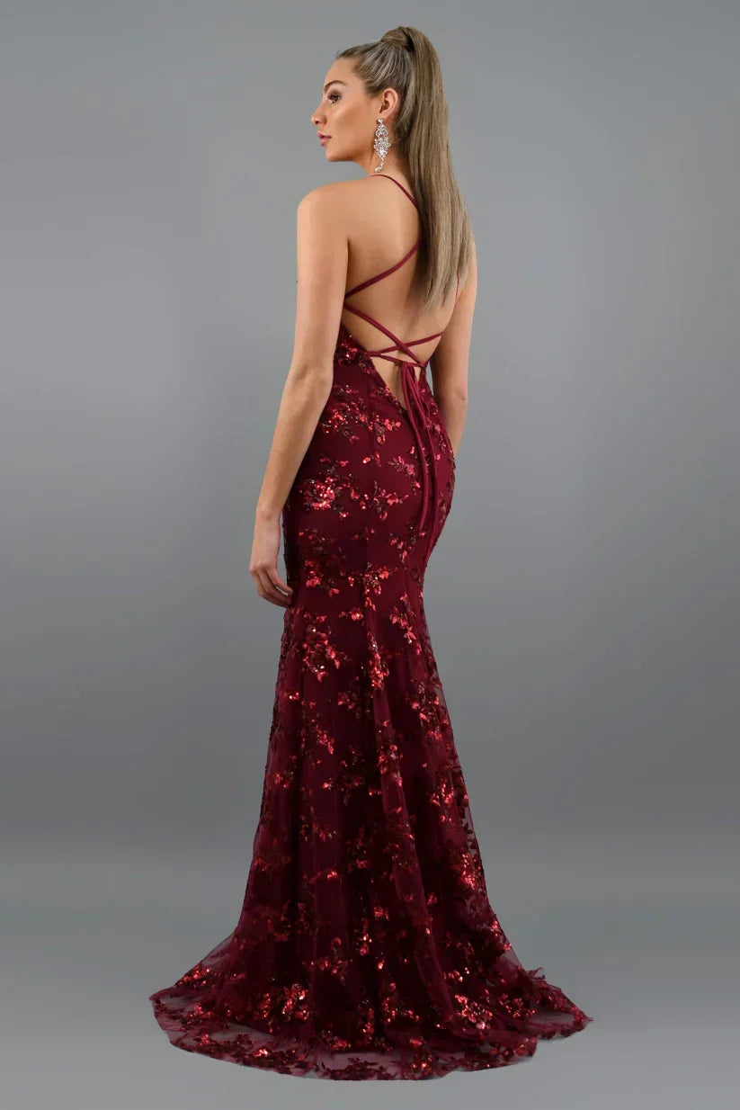 Women’s Sequin Maxi Dress – Sculpting Open-Back Elegance