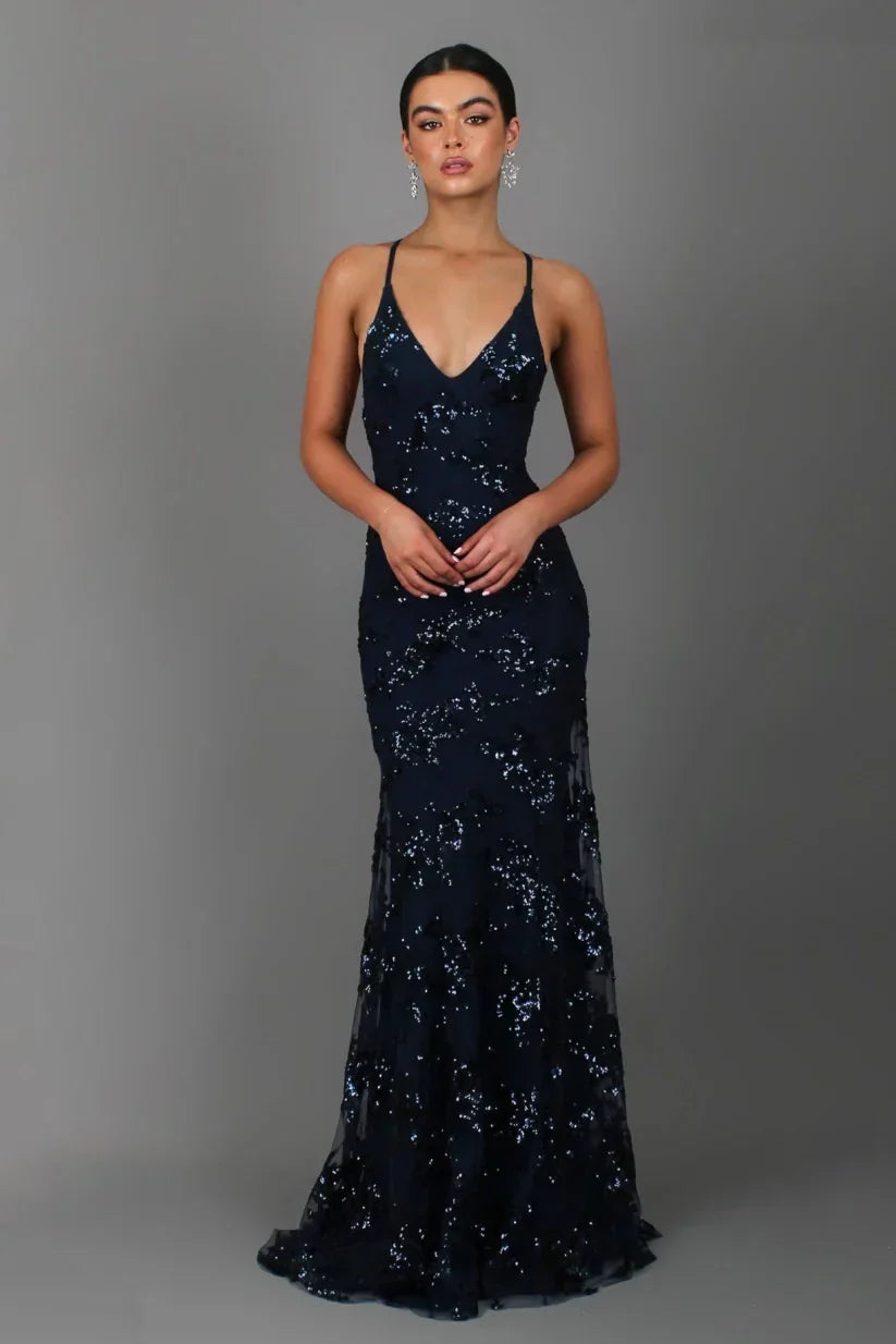 Women’s Sequin Maxi Dress – Sculpting Open-Back Elegance