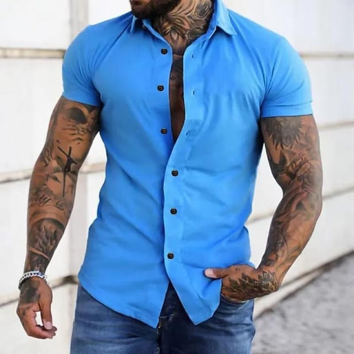 Men’s Tailored Short-Sleeve Shirt – Breathable Slim Stretch Fit