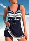 Women's swimsuit with built-in skirt – quick-drying sleeveless flared fit