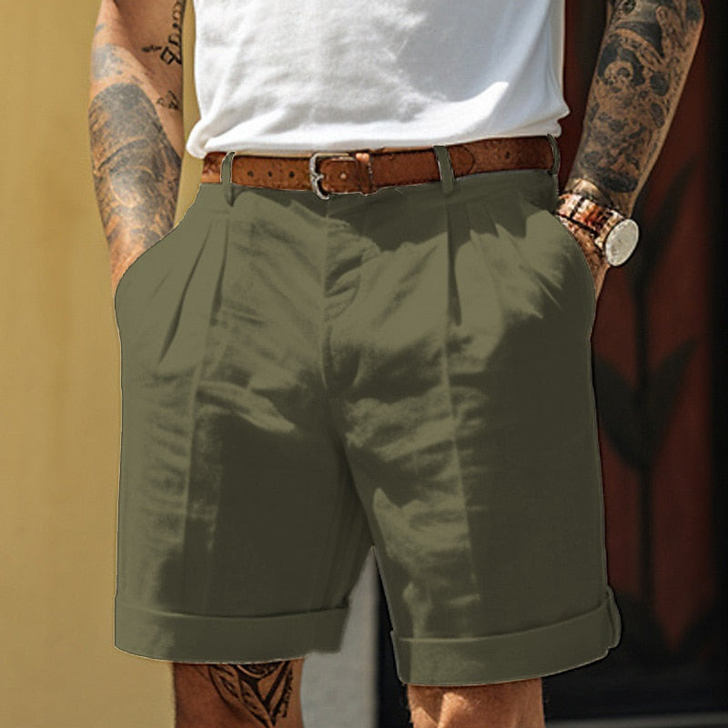 Men's Cotton Tailored Shorts – Straight Cut Relaxed Fit