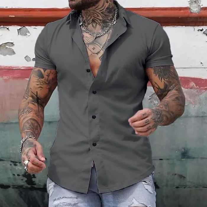 Men’s Tailored Short-Sleeve Shirt – Breathable Slim Stretch Fit