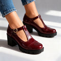 Women's Mary Jane Shoes with T-Strap and Block Heel – Elegant Retro Style
